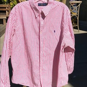 Polo red and white stripes dress shirt